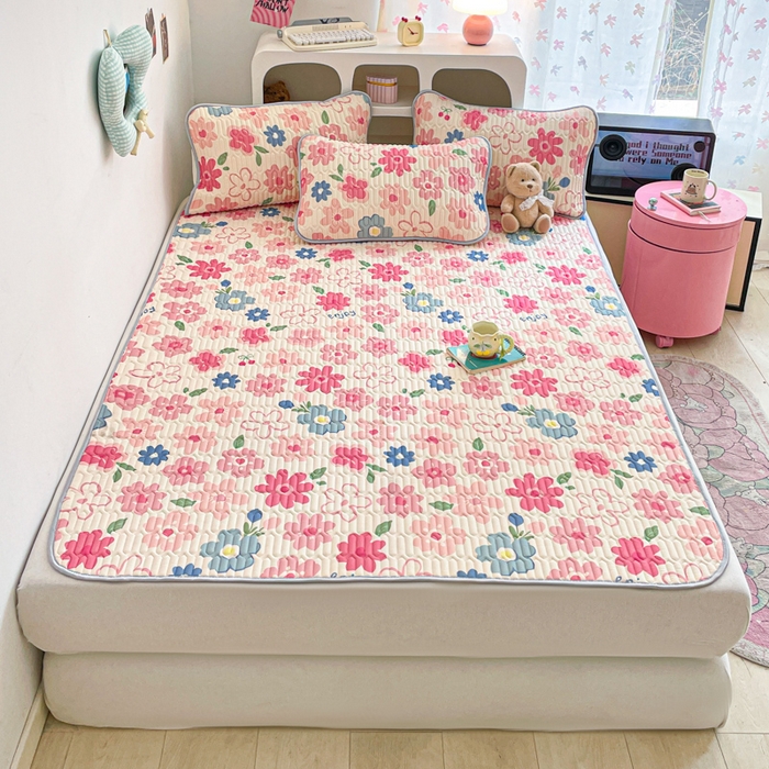 91家纺网 家纺一手货源 找家纺 贝扬思家纺 2025新款亲肤舒适可爱乳胶凉席席子系列 半纸恋章