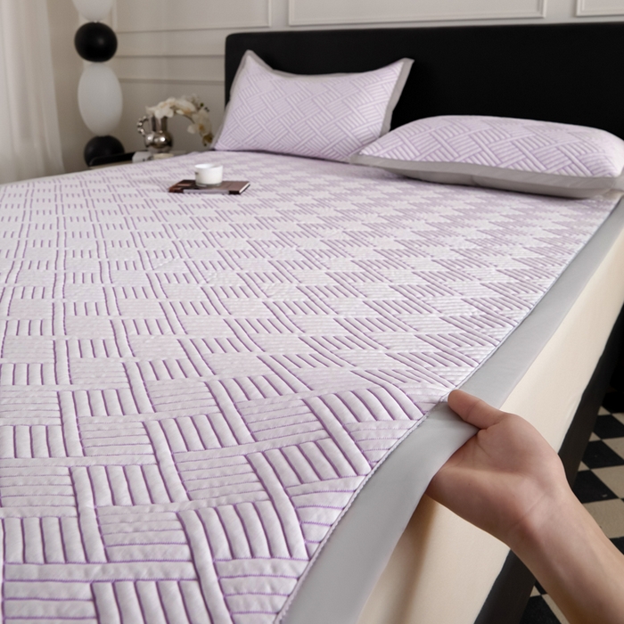 91家纺网 家纺一手货源 找家纺 2025新款韩国外贸爆款加厚PE中分子凉感豆豆软席 时空紫-床席款