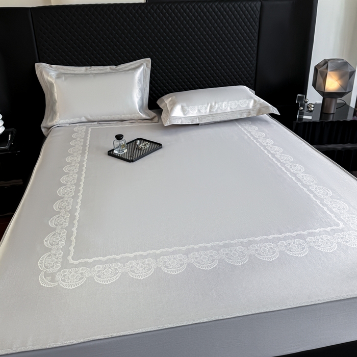 91家纺网 家纺一手货源 找家纺 本希2025春夏新款可水洗冰丝席花漾数码印花法式系列 依恋床笠