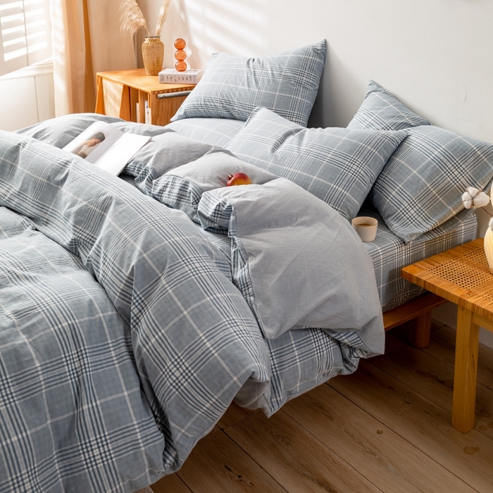 91家纺网 家纺一手货源 找家纺 2025新款A类色织水洗棉单被套 柏林兰