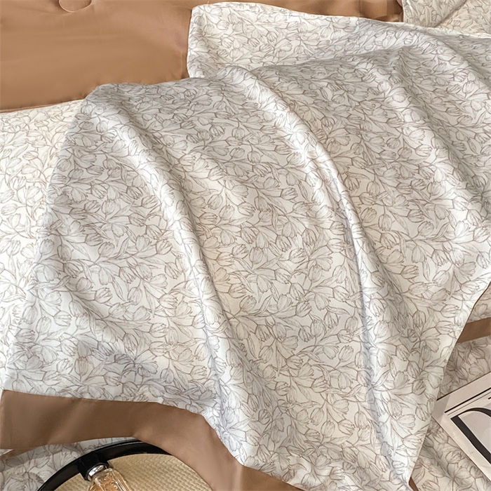 91家纺网 家纺一手货源 找家纺 本制 2025新款水洗真丝印花夏被夏凉被空调被 暮色织语+摩卡棕