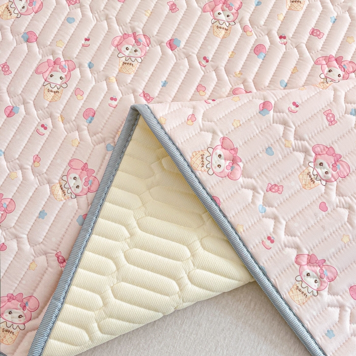 91家纺网 家纺一手货源 找家纺 贝扬思家纺 2025新款亲肤舒适可爱乳胶凉席席子系列 猫咪豆豆