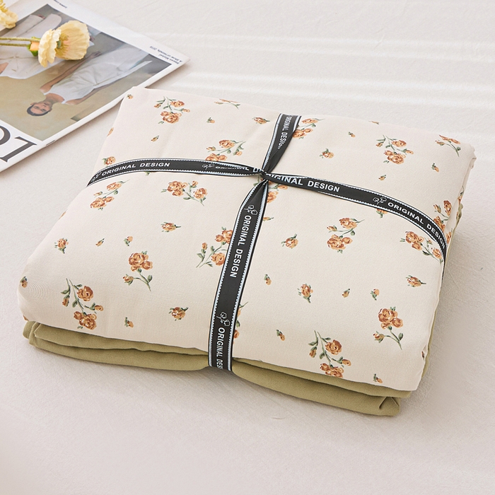 91家纺网 家纺一手货源 找家纺 蕾诺家纺 2025新款直播新款A类有氧提花云纱棉圆角吊边工艺四件套学生三件套 绿茵