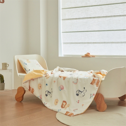 艾佳宝贝 2025A类儿童全棉多功能单被套可拆式夏被四季被子 萌趣动物园