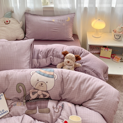莱米家纺 2025新款全棉双层纱数码印花四件套 小熊先生