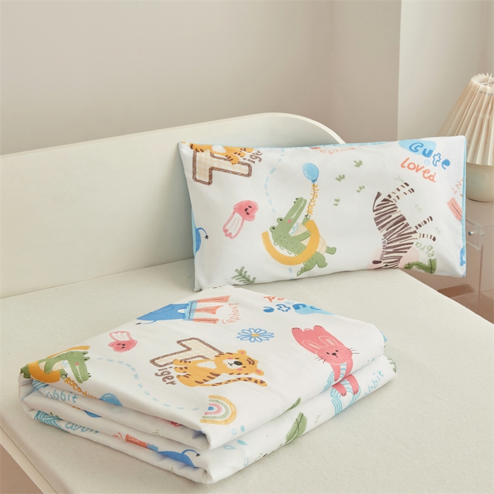91家纺网 家纺一手货源 找家纺 艾佳宝贝 2025A类儿童全棉多功能单被套可拆式夏被四季被子 动物的世界