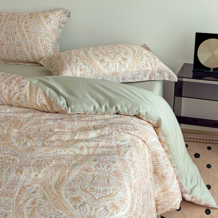 91家纺网 家纺一手货源 找家纺 棉生活家纺 2025新款天丝莱赛尔印花四件套 莉格西塔