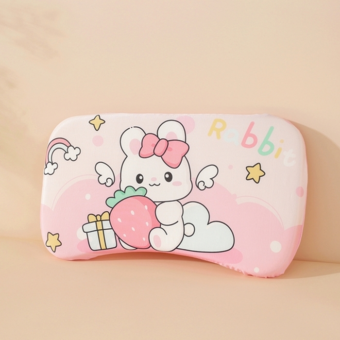 91家纺网 家纺一手货源 找家纺 温蔓2025新款冰感丝卡通印花婴童枕 粉玩偶25*45整体