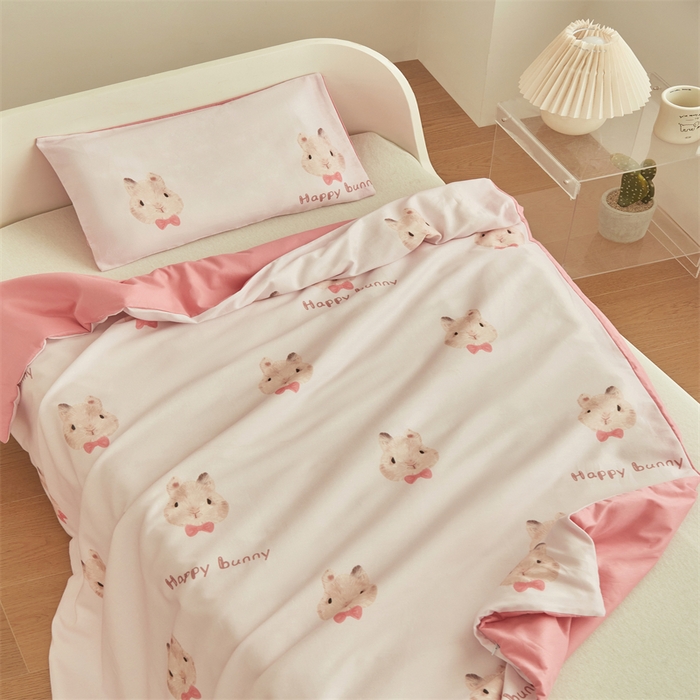 91家纺网 家纺一手货源 找家纺 艾佳宝贝 2025A类儿童全棉多功能单被套可拆式夏被四季被子 乖萌甜兔