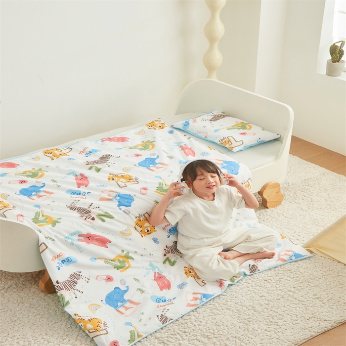 91家纺网 家纺一手货源 找家纺 艾佳宝贝 2025A类儿童全棉多功能单被套可拆式夏被四季被子 动物的世界