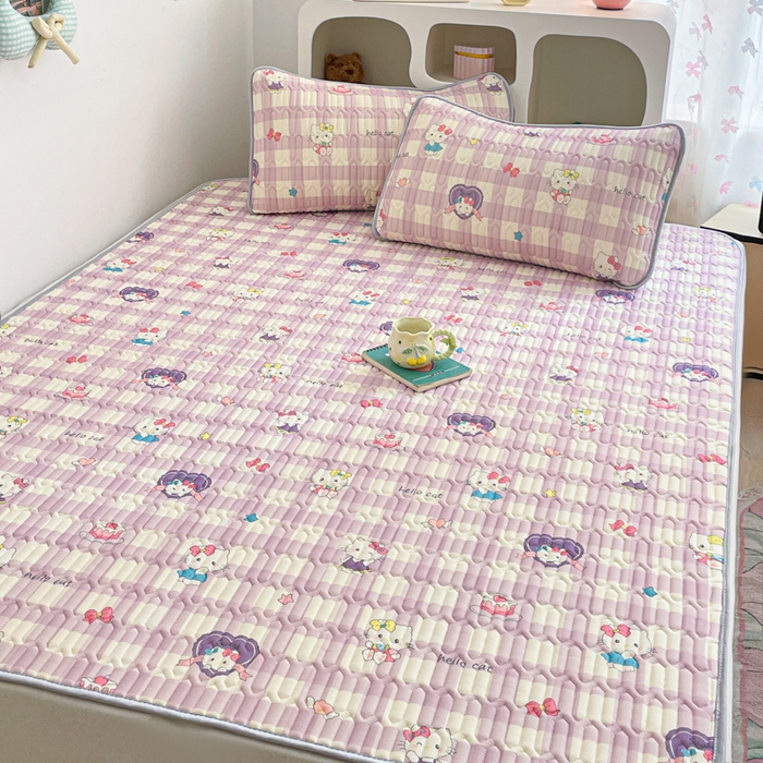 91家纺网 家纺一手货源 找家纺 贝扬思家纺 2025新款亲肤舒适可爱乳胶凉席席子系列 零碎小猫