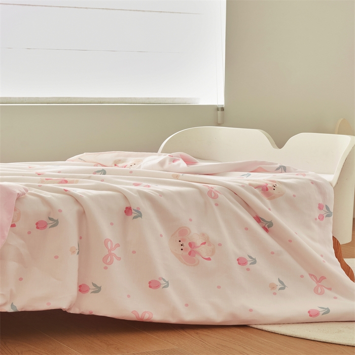 91家纺网 家纺一手货源 找家纺 艾佳宝贝 2025A类儿童全棉多功能单被套可拆式夏被四季被子 小香兔