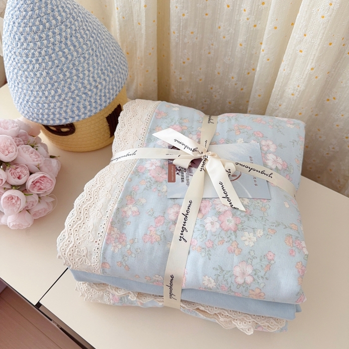 91家纺网 家纺一手货源 找家纺 于果 2025新款全棉双层纱花边款 莉莉周