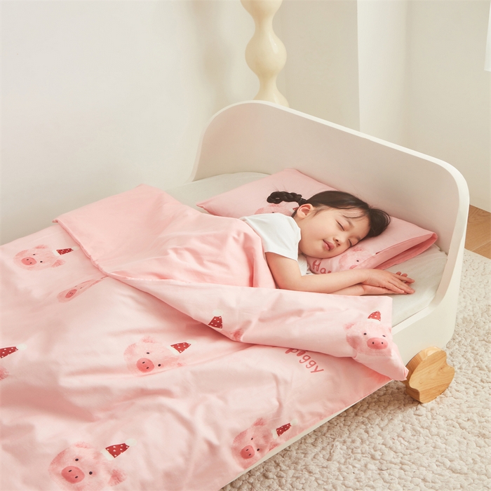 91家纺网 家纺一手货源 找家纺 艾佳宝贝 2025A类儿童全棉多功能单被套可拆式夏被四季被子 乖巧萌猪