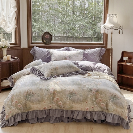 91家纺网 家纺一手货源 找家纺 （总）2025新款全棉数码印花双层纱床盖系列