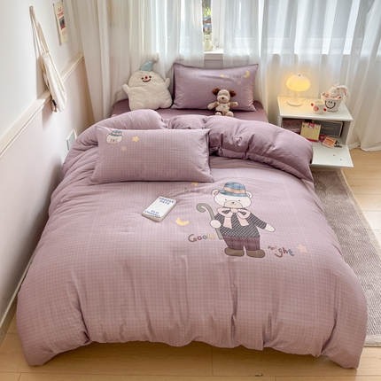 91家纺网 家纺一手货源 找家纺 （总）莱米家纺 2025新款全棉双层纱数码印花四件套