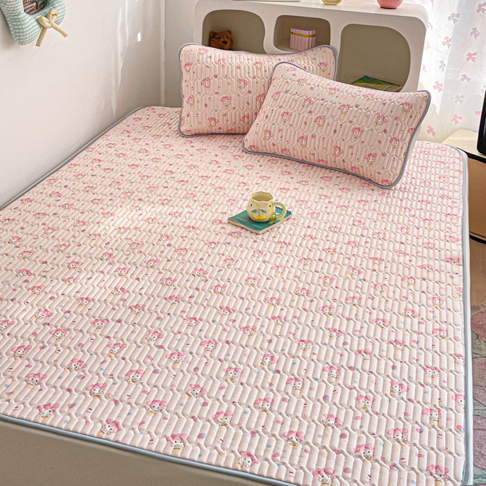 91家纺网 家纺一手货源 找家纺 贝扬思家纺 2025新款亲肤舒适可爱乳胶凉席席子系列 猫咪豆豆