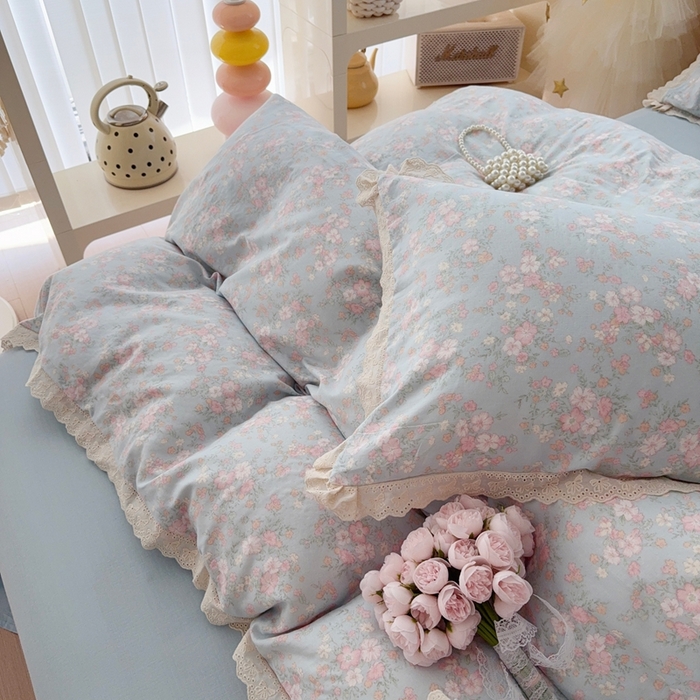 91家纺网 家纺一手货源 找家纺 于果 2025新款全棉双层纱花边款 莉莉周