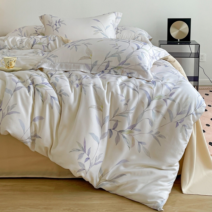 91家纺网 家纺一手货源 找家纺 棉生活家纺 2025新款天丝莱赛尔印花四件套 春晓雨梦