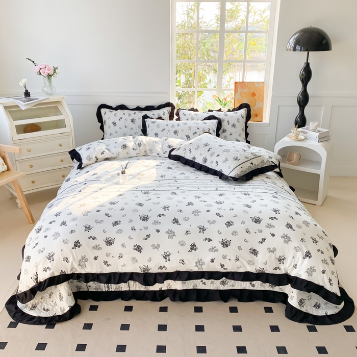 91家纺网 家纺一手货源 找家纺 佳品居 2025新款赫本风床盖四件套 赫本风-花馨