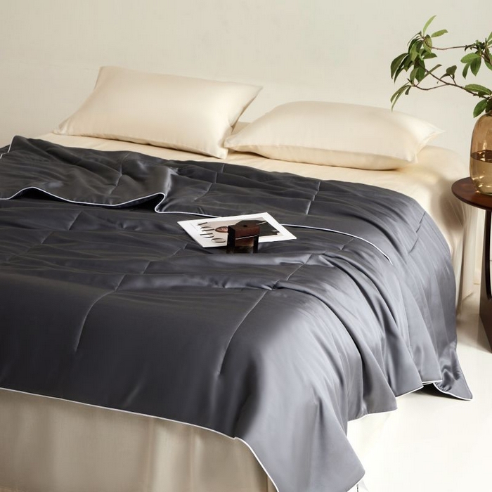 91家纺网 家纺一手货源 找家纺 朵美 2025新款60支天丝纯色夏被被子被芯 锡灰