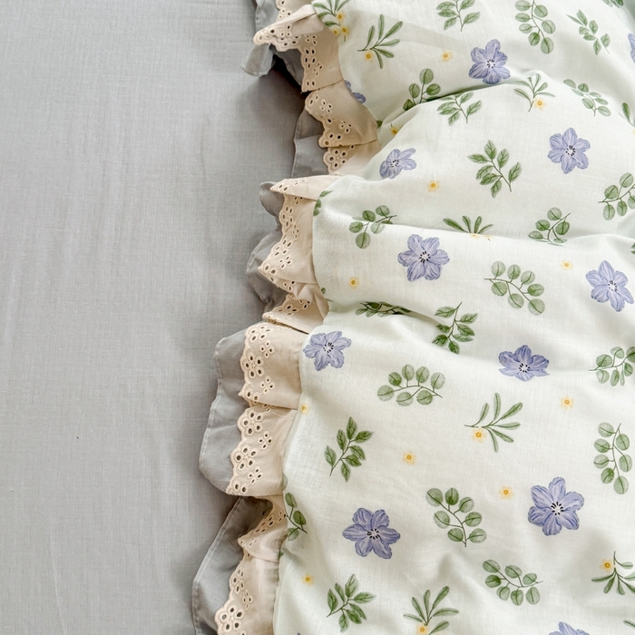 91家纺网 家纺一手货源 找家纺 晨晨家纺2025新款全棉双层花边双层纱四件套 浅浅花漾