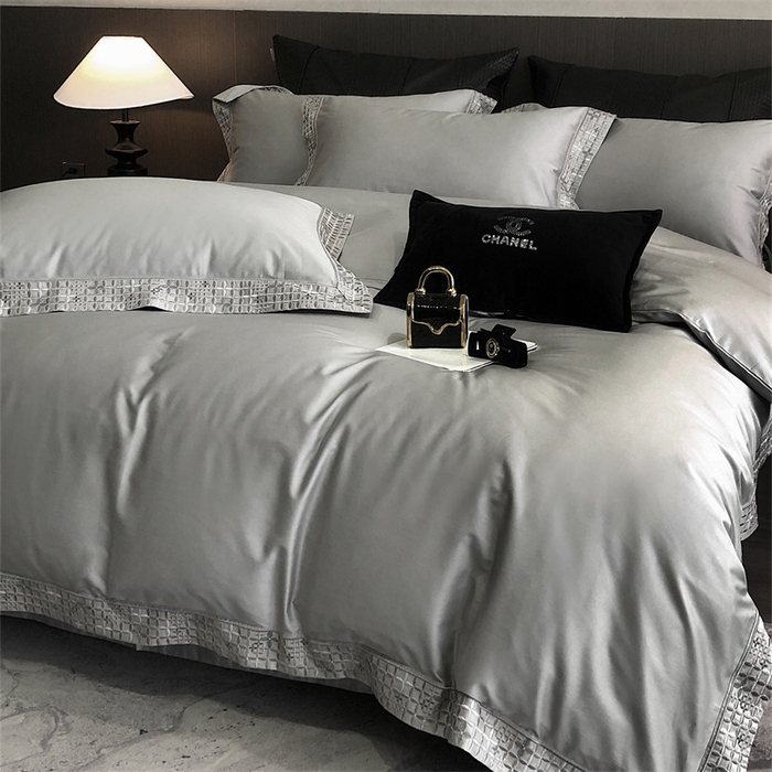 91家纺网 家纺一手货源 找家纺 保罗圣迪奥 2025新款简约款全棉长绒棉四件套—星阑 星阑-绅士灰