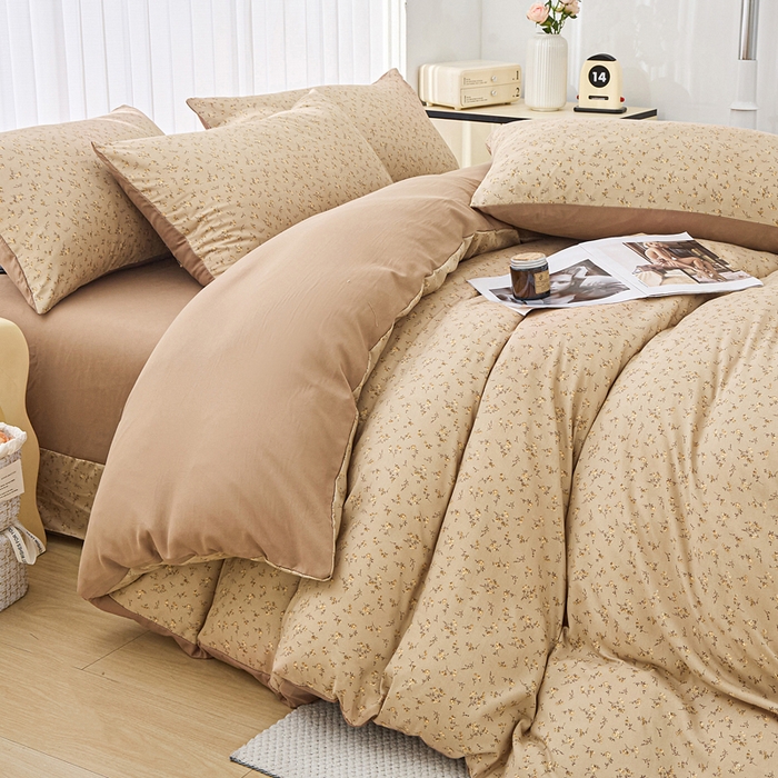 91家纺网 家纺一手货源 找家纺 蕾诺家纺 2025新款直播新款A类有氧提花云纱棉圆角吊边工艺四件套学生三件套 简爱