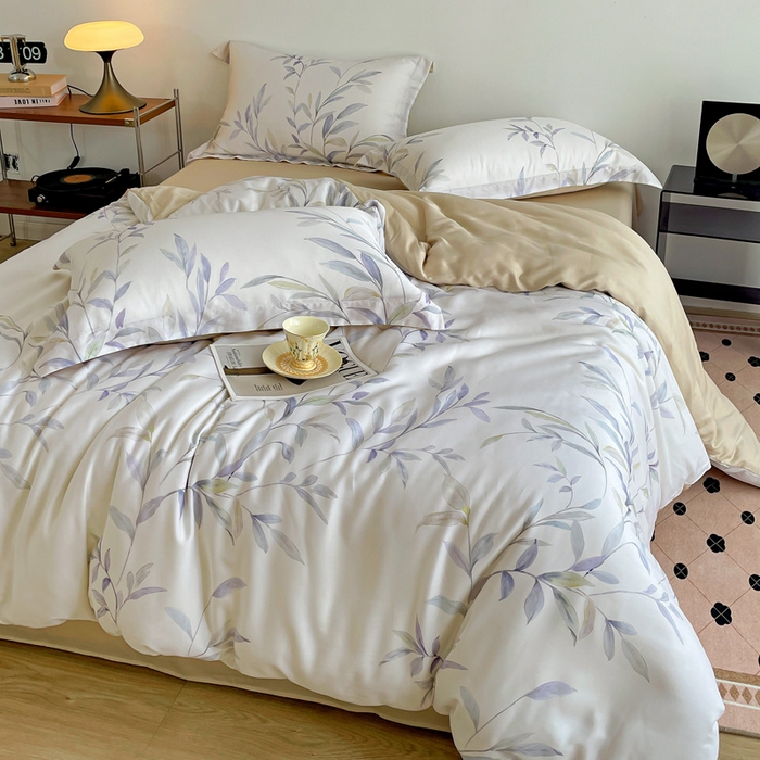 91家纺网 家纺一手货源 找家纺 棉生活家纺 2025新款天丝莱赛尔印花四件套 春晓雨梦