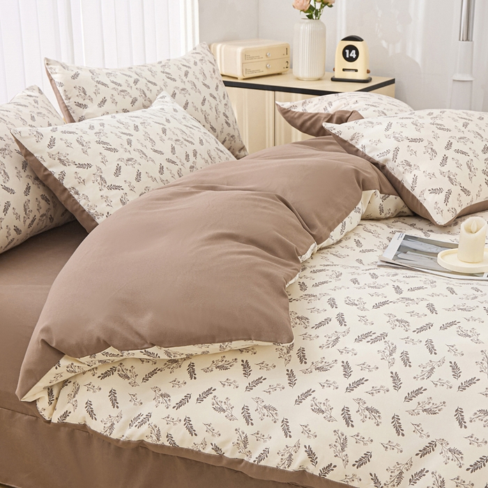 91家纺网 家纺一手货源 找家纺 蕾诺家纺 2025新款直播新款A类有氧提花云纱棉圆角吊边工艺四件套学生三件套 如约