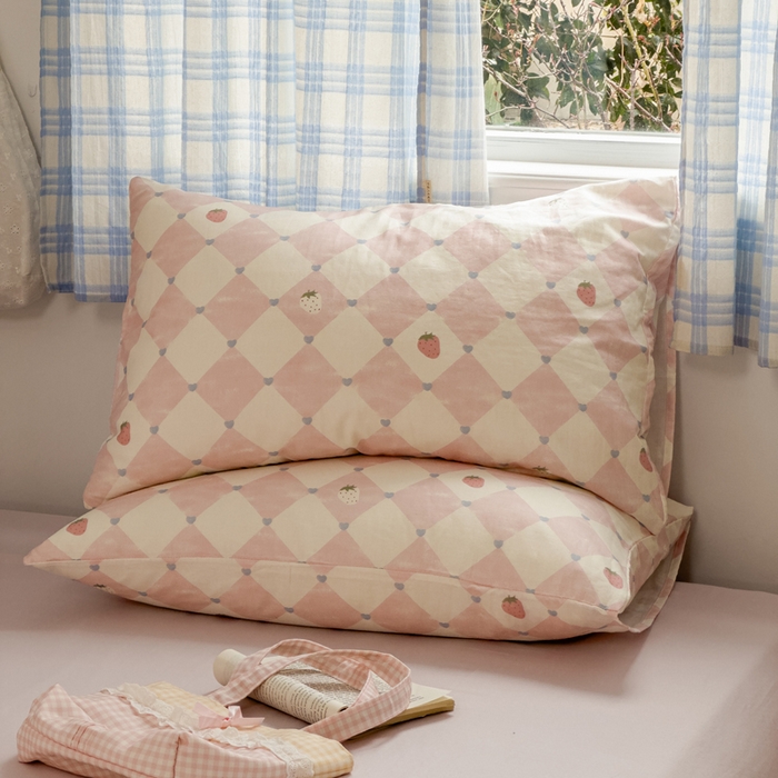 91家纺网 家纺一手货源 找家纺 塔塔家居  2025新款全棉纯棉双层纱四件套 草莓酱·粉