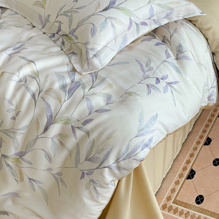 91家纺网 家纺一手货源 找家纺 棉生活家纺 2025新款天丝莱赛尔印花四件套 春晓雨梦