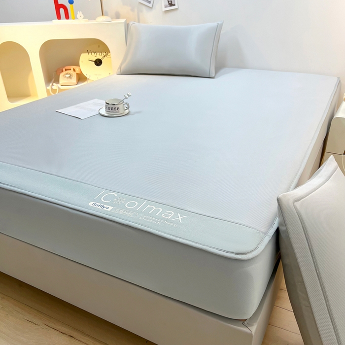 91家纺网 家纺一手货源 找家纺 全季家居 2025新款5A抗菌ICE系列凉感冰丝席 浅灰 床笠款