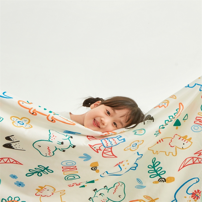 91家纺网 家纺一手货源 找家纺 艾佳宝贝 2025A类儿童全棉多功能单被套可拆式夏被四季被子 好多恐龙