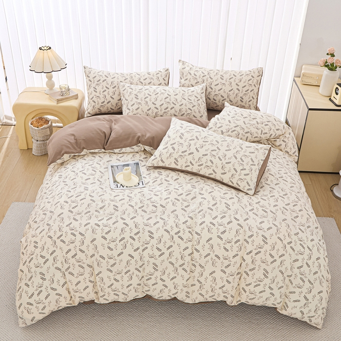 91家纺网 家纺一手货源 找家纺 蕾诺家纺 2025新款直播新款A类有氧提花云纱棉圆角吊边工艺四件套学生三件套 如约