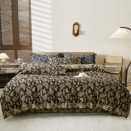 91家纺网 家纺一手货源 找家纺 （总）鲁爱 2025新款全棉色织双层纱纽扣款四件套