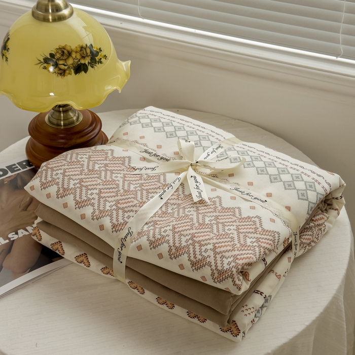 91家纺网 家纺一手货源 找家纺 塔塔家居  2025新款全棉纯棉双层纱被套单品单被套被套单件 春和日丽