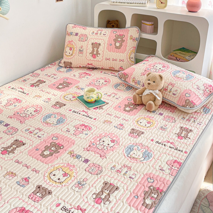 91家纺网 家纺一手货源 找家纺 贝扬思家纺 2025新款亲肤舒适可爱乳胶凉席席子系列 小猫相片