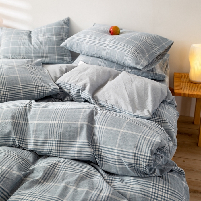 91家纺网 家纺一手货源 找家纺 2025新款A类色织水洗棉单被套 柏林兰