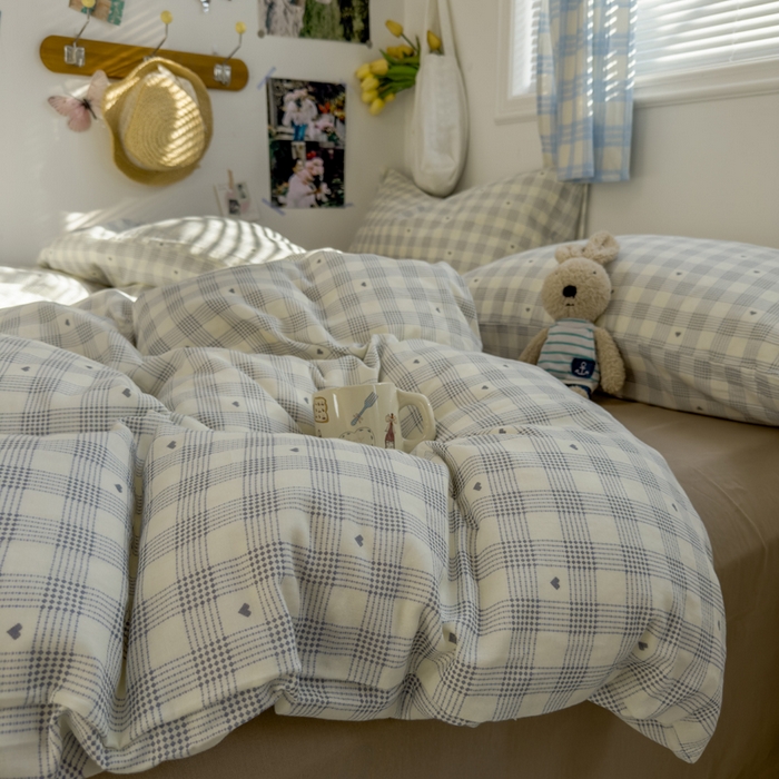 91家纺网 家纺一手货源 找家纺 塔塔家居  2025新款全棉纯棉双层纱被套单品单被套被套单件 小爱心