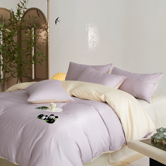 91家纺网 家纺一手货源 找家纺 金奇达家纺 2025新款竹玉清丝四件套-墨隐竹笙【标准号全网控价（折后券后）不低于228元】 墨隐竹笙-紫