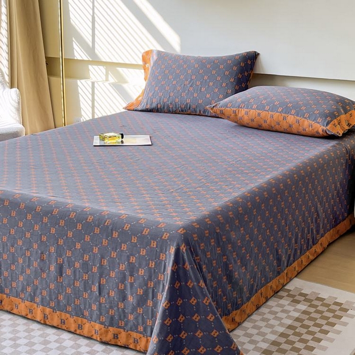 91家纺网 家纺一手货源 找家纺 2025新款全棉色织双层纱纽扣款四件套  城市格调-兰桔