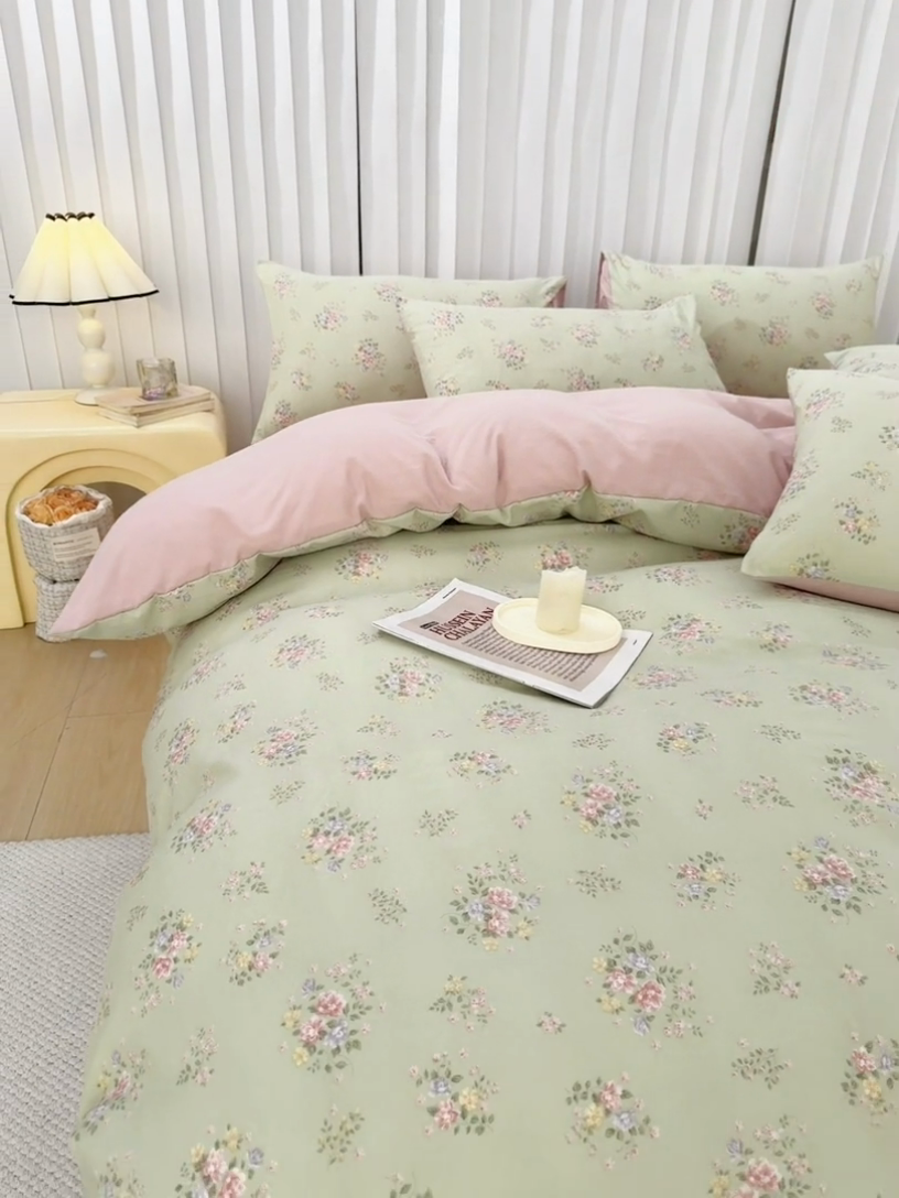 91家纺网 家纺一手货源 找家纺 蕾诺家纺 2025新款直播新款A类有氧提花云纱棉圆角吊边工艺四件套学生三件套 晴天