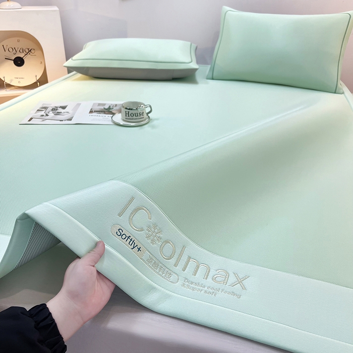 91家纺网 家纺一手货源 找家纺 全季家居 2025新款5A抗菌ICE系列凉感冰丝席 水绿 床席款