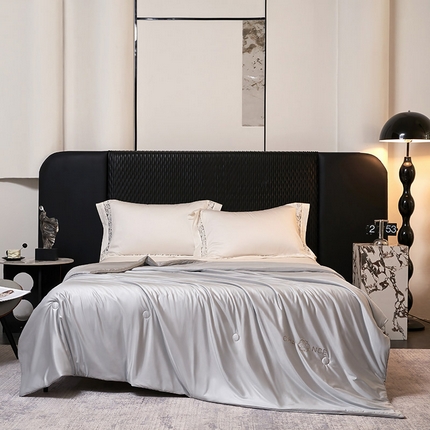 鸣升家纺 2025新款新款A类冰蓝丝凉感夏被填充蚕蛹蛋白夏凉被空调被 私语-高级灰