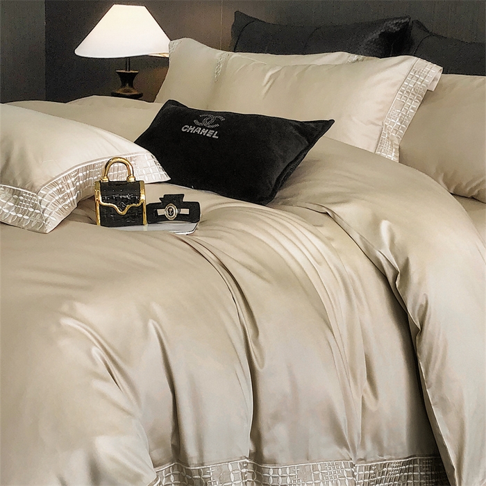 91家纺网 家纺一手货源 找家纺 保罗圣迪奥 2025新款简约款全棉长绒棉四件套—星阑 星阑-香槟金