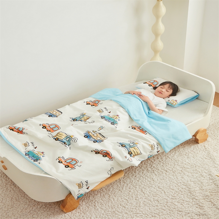 91家纺网 家纺一手货源 找家纺 艾佳宝贝 2025A类儿童全棉多功能单被套可拆式夏被四季被子 巴士汽车