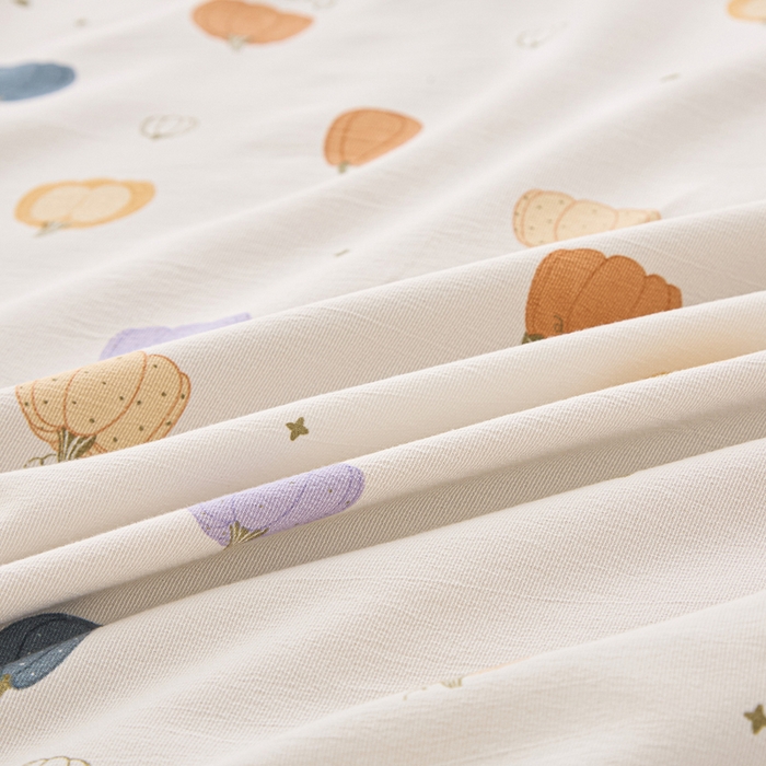 91家纺网 家纺一手货源 找家纺 蕾诺家纺 2025新款直播新款A类有氧提花云纱棉圆角吊边工艺四件套学生三件套 小南瓜