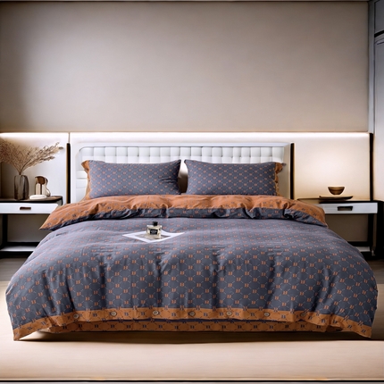 91家纺网 家纺一手货源 找家纺 （总）鲁爱 2025新款全棉色织双层纱纽扣款四件套