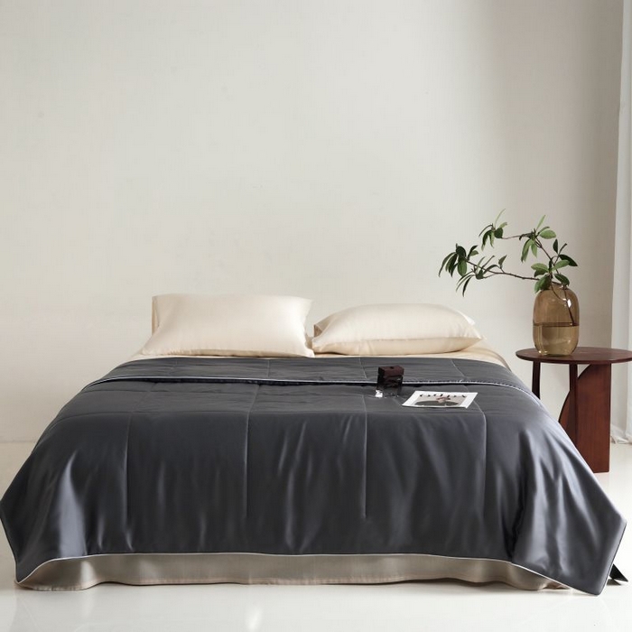 91家纺网 家纺一手货源 找家纺 朵美 2025新款60支天丝纯色夏被被子被芯 锡灰